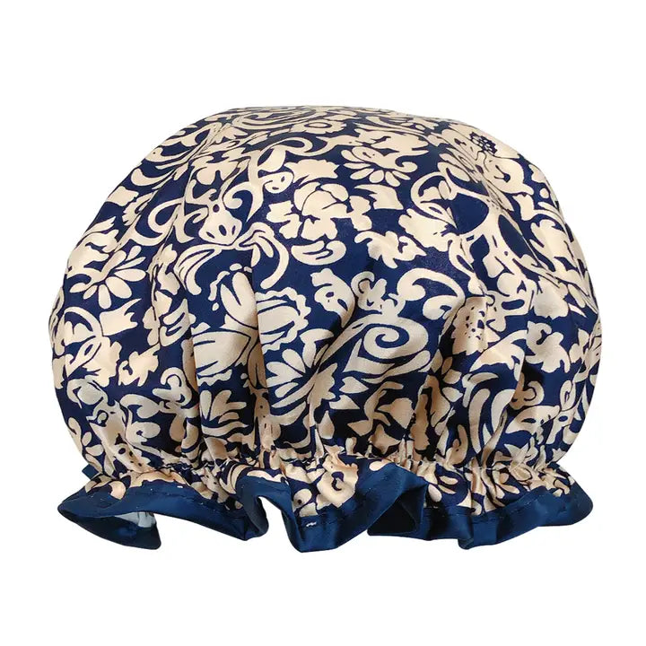 Wrapables Reusable Women's Waterproof Shower Caps, Damask
