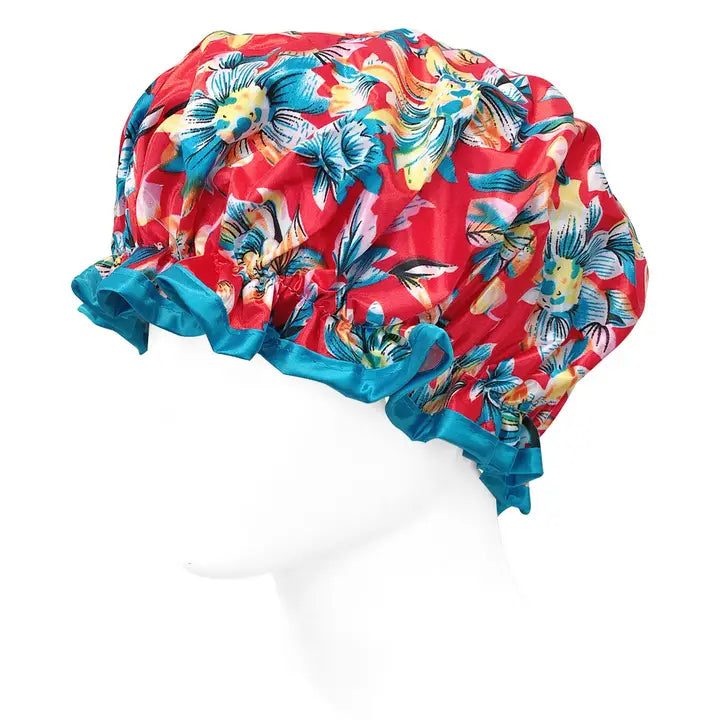 Wrapables Reusable Women's Waterproof Shower Caps, Exotic Floral
