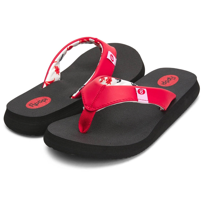 Floopi Women's Bella Yoga Mat Thong Sandal (Red/Anchor 518)