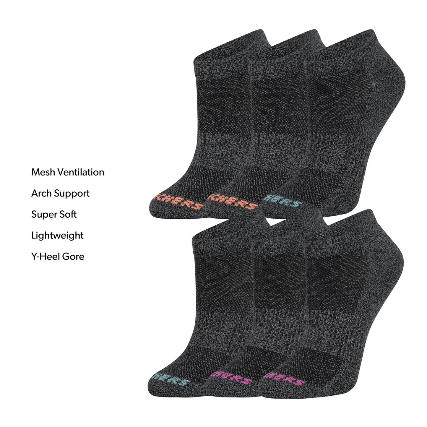Skechers Women's Super Soft Low-Cut Sock - Black Pack (6-Pair)