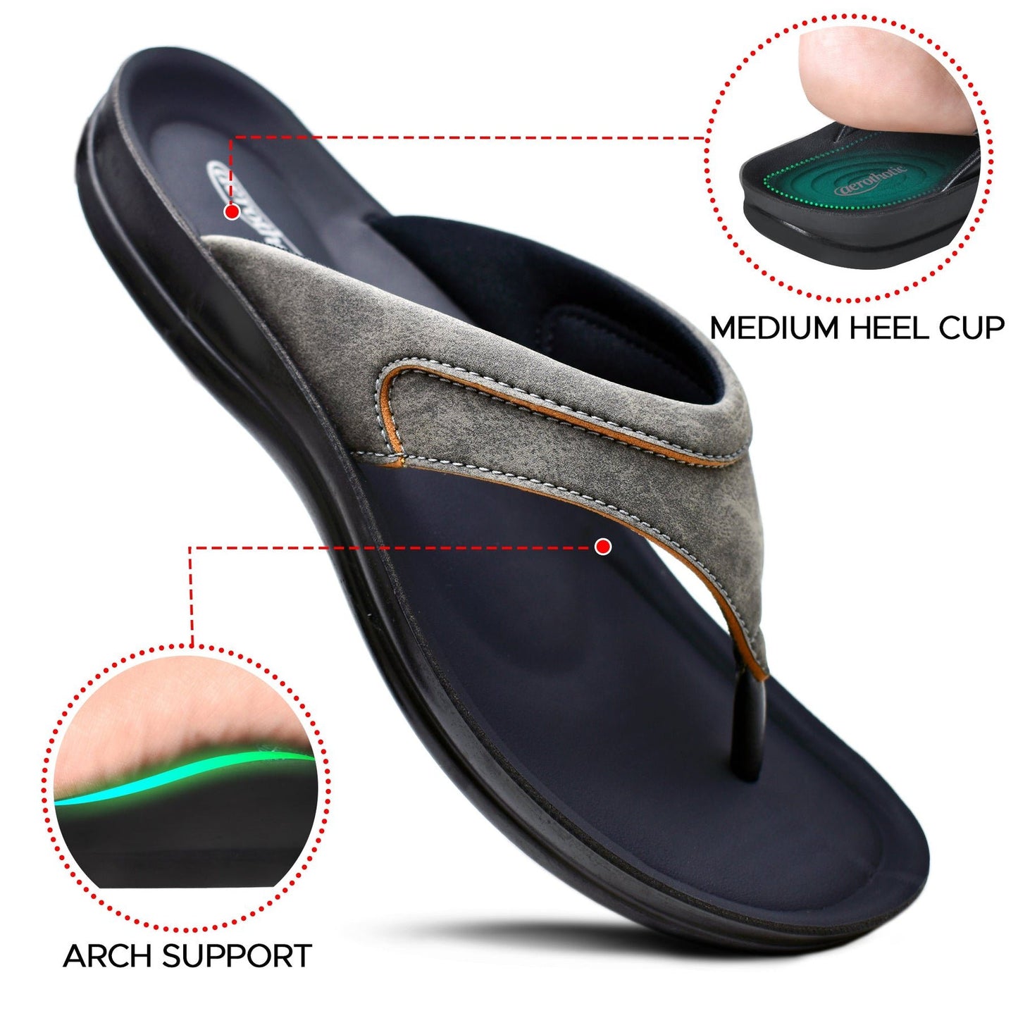 Aerothotic Women's Comfortable Slides, Terrene, Grey (L1324)