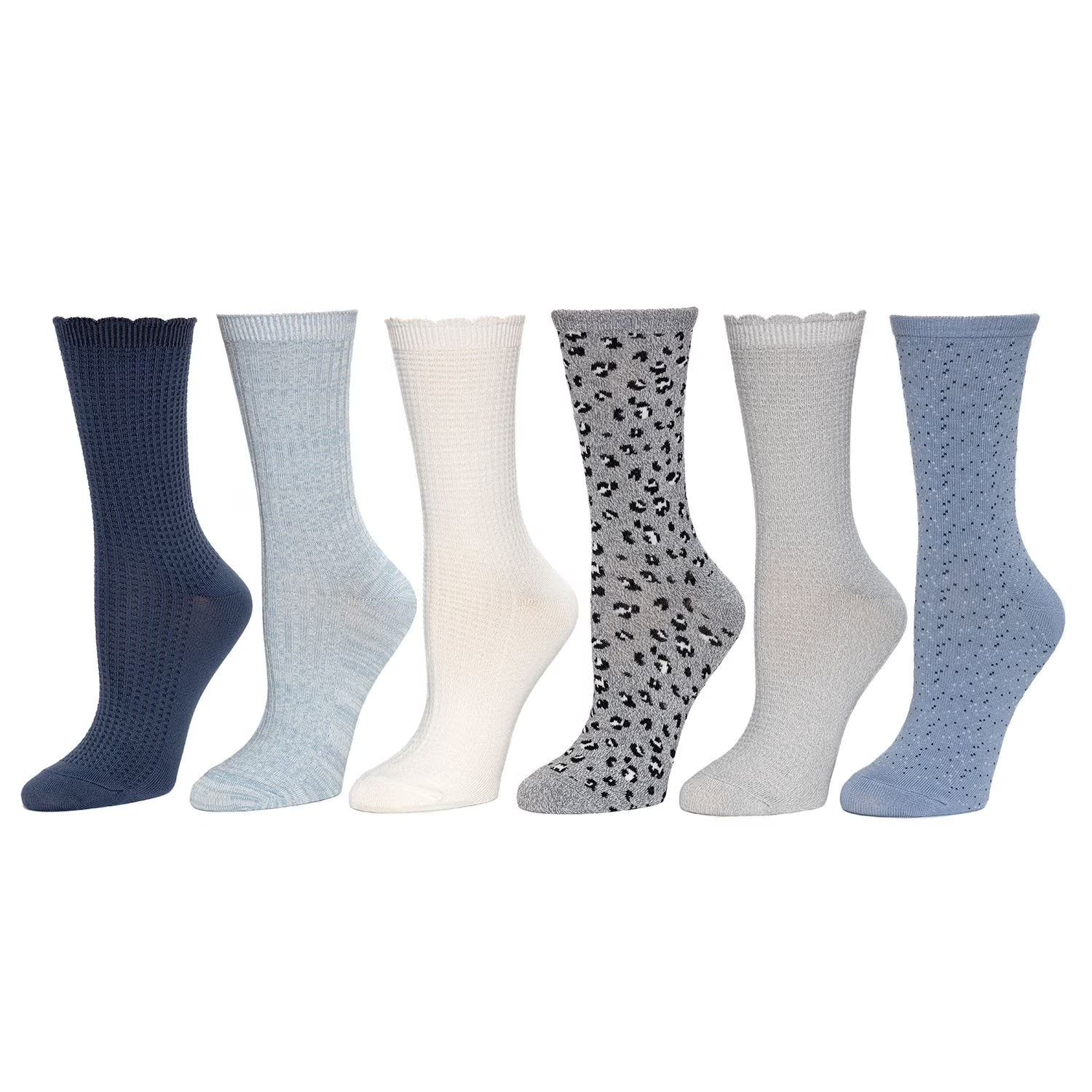 Cuddl Duds Women's - Super Soft Crew Sock, Blue (6-Pack)