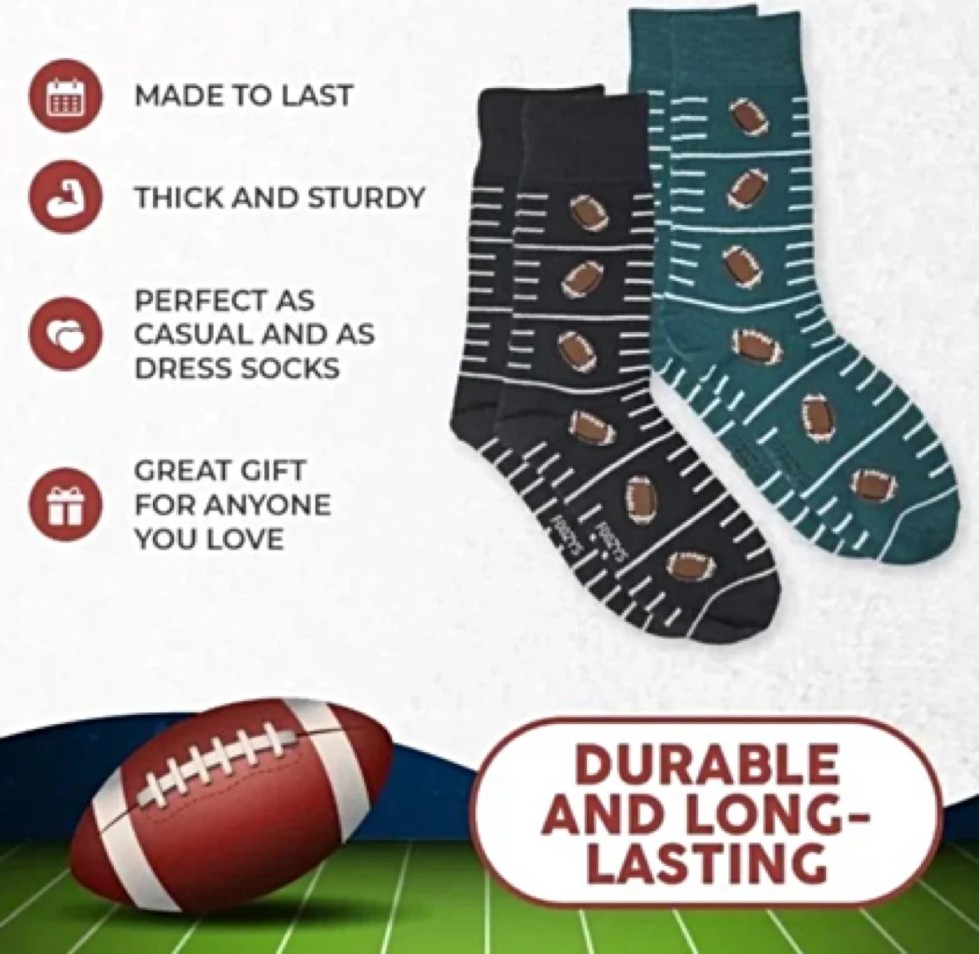 Foozys Men’s Football Cool Sports Novelty Crew Socks