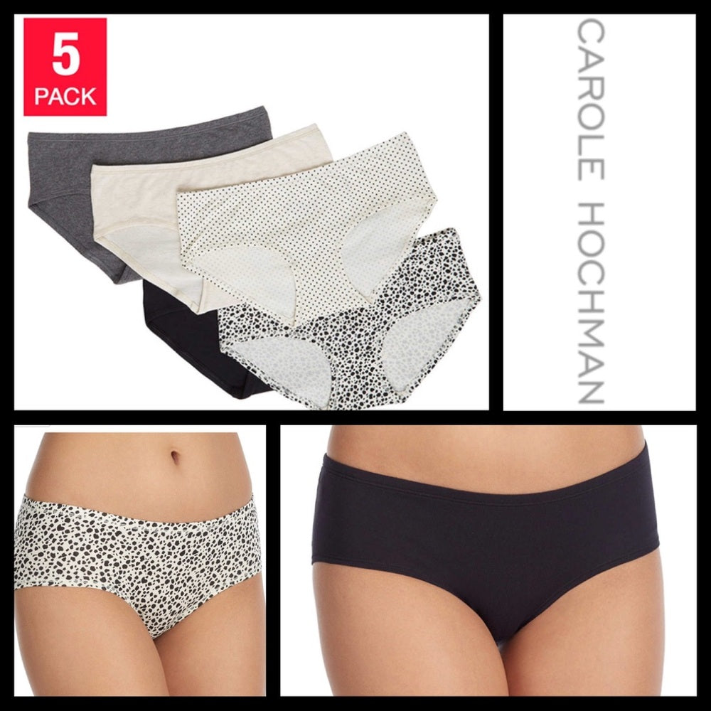 Carole Hochman Cotton Hipster Underwear, Assorted Colors (5-Pack)