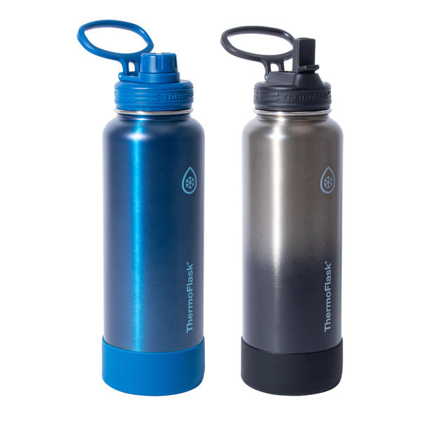ThermoFlask Stainless Steel Water Bottle, 40oz, Assorted Colors (2-pack)