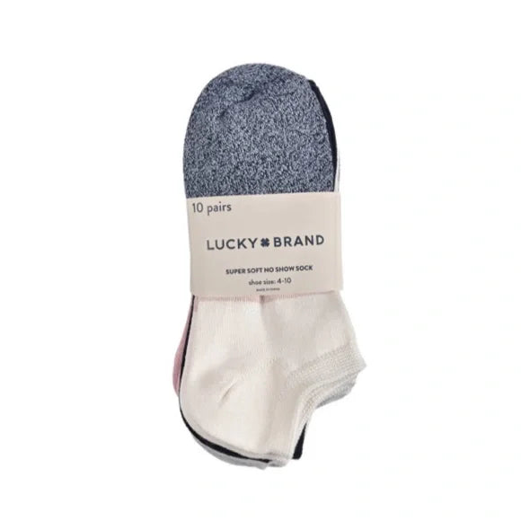 Lucky Brand Womens Soft No Show Sock, (10-Pair) assorted
