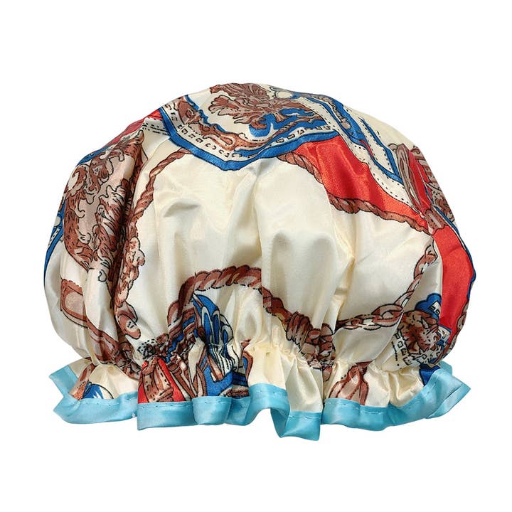 Wrapables Reusable Women's Waterproof Shower Caps, Royal
