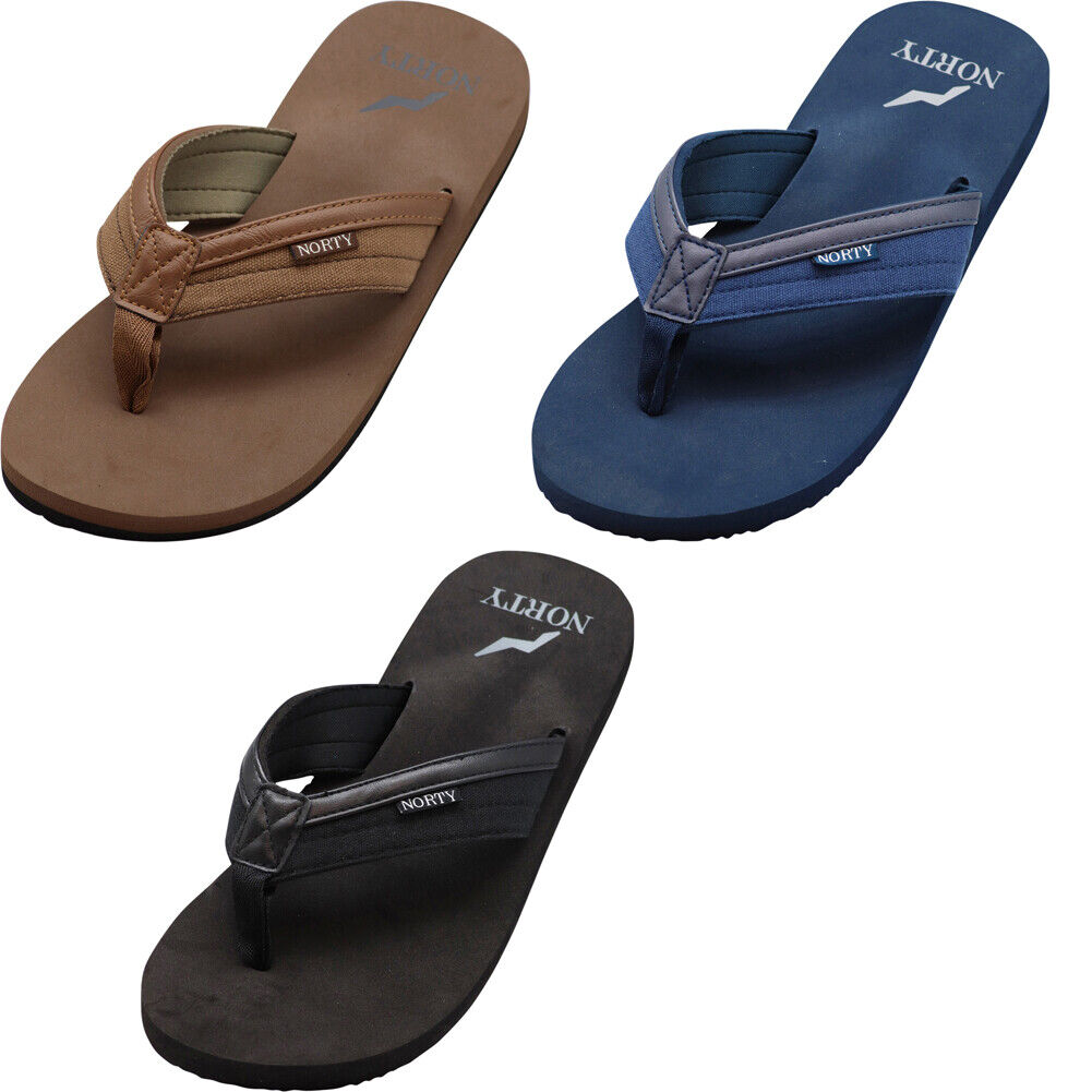 Norty Mens Flip Flop Sandal Brown (13007)