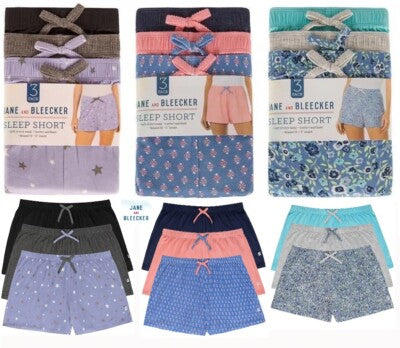 JANE & BLEECKER Ladies  Sleep Short, GEO Blue (3 Pack)