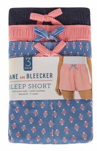 JANE & BLEECKER Ladies  Sleep Short, GEO Blue (3 Pack)