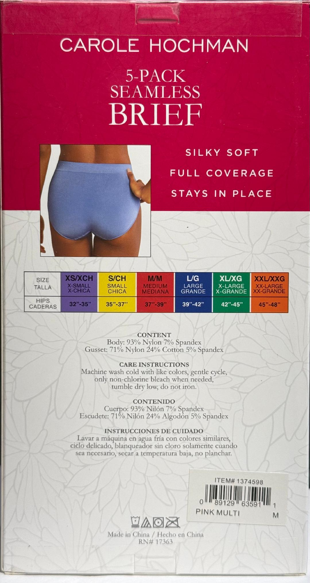 Carole Hochman Ladies' Seamless Brief - Assorted Colors (5-Pack)