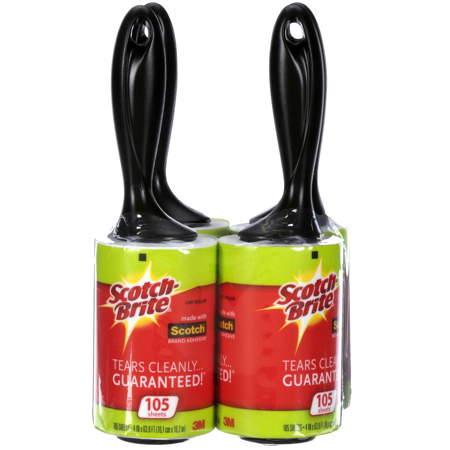 Scotch-Brite Lint Roller Club Pack, 105 Sheets/Roller (4 Rollers/Pack)