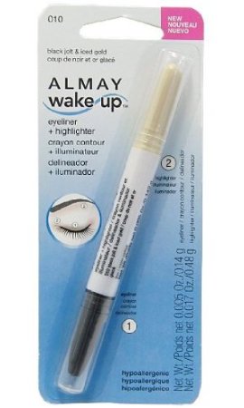 ALMAY Wake Up Eyeliner and Highlighter, Black Jolt/Iced Gold 010 - ADDROS.COM