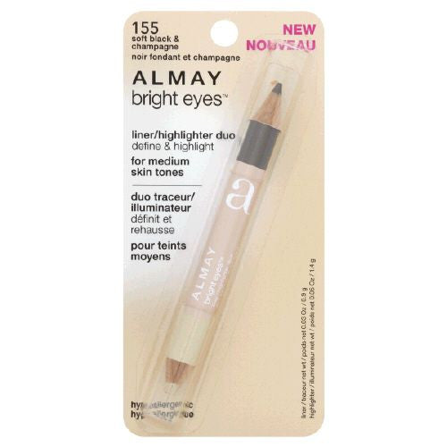 Almay Bright Eyes Liner/Highlighter Duo, Soft Black & Champagne 155 - ADDROS.COM