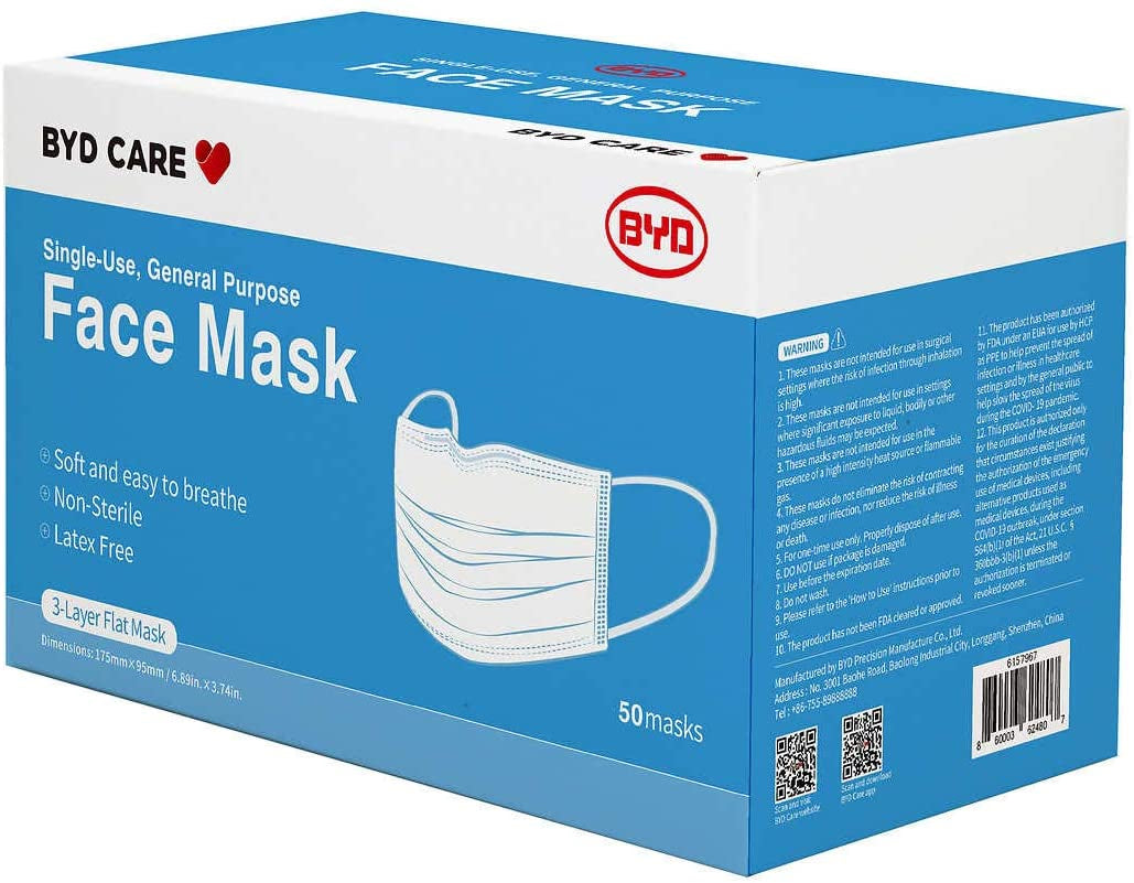 BYD Care Medical Mask, Class 1 (Pack of 50)