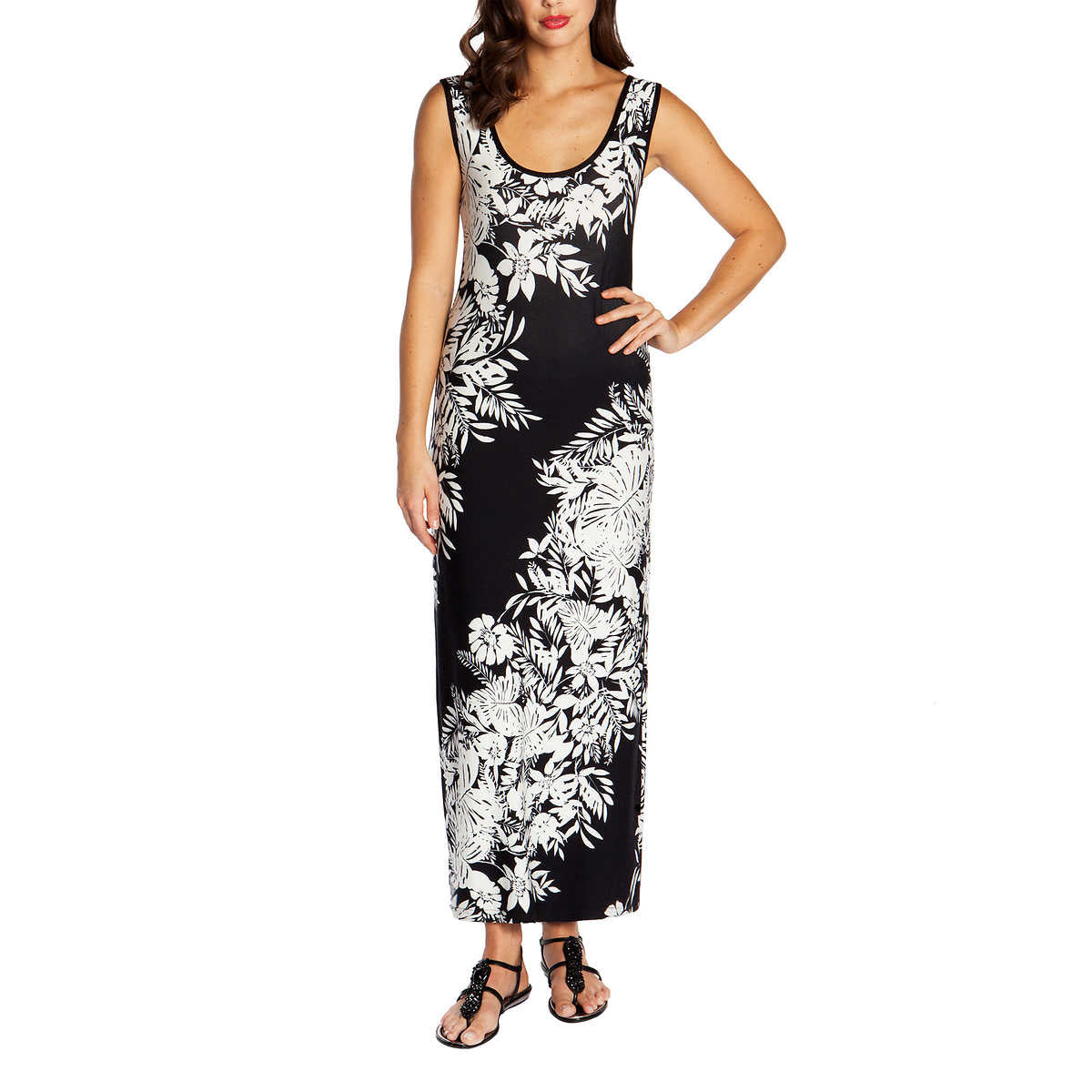 Mario Serrani Ladies' Maxi Dress, Black & White Floral - ADDROS.COM