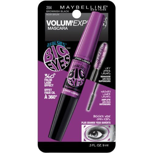 Maybelline Volum Express Falsies Big Eyes Washable Mascara, Brownish Black 204 - ADDROS.COM