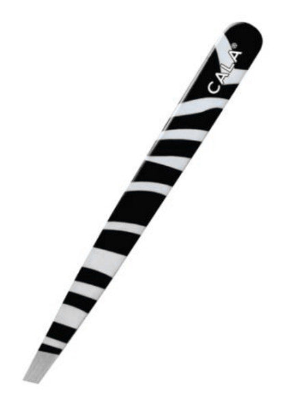 CALA PROFESSIONAL Animal Print Slanted Tweezer - Zebra - ADDROS.COM