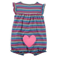 Carter's Baby Girls' Multi Striped Snap up Cotton Romper 9-M - ADDROS.COM