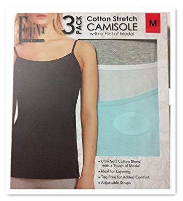 Buy Felina Women's 3 Pack Cotton Stretch Camisole, Black/White