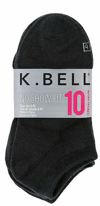K. Bell Ladies' No Show Sock - Black (10-Pair)