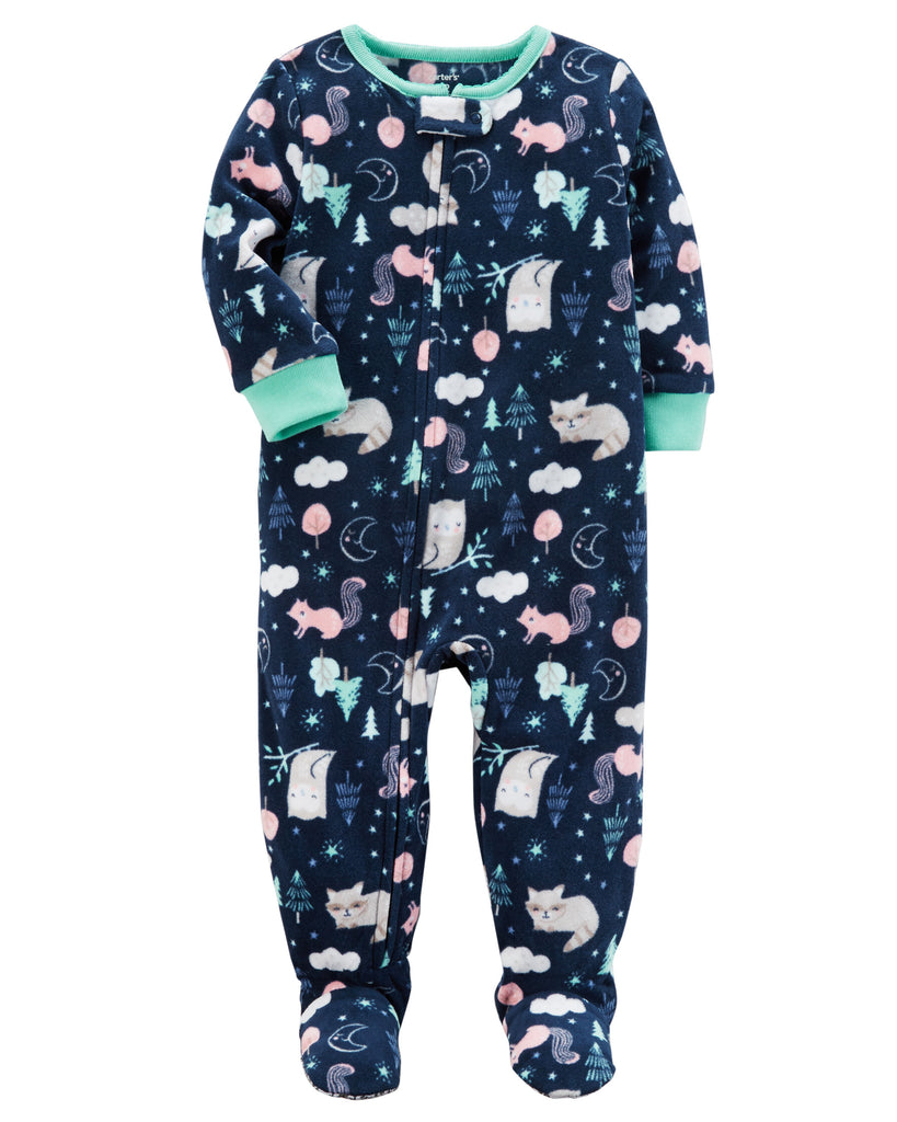 Carter's Forest-Print Footed Fleece Sleep & Play Pajamas, Baby Girls - ADDROS.COM
