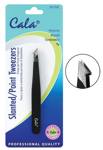 CALA PROFESSIONAL Slanted / Point Tip Tweezers, Perfectly Aligned Combination Tip - ADDROS.COM