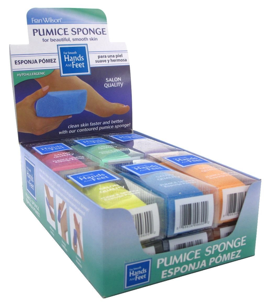 FRAN WILSON Hands & Feet Pumice Sponge Assorted Colors (12 Pack) - ADDROS.COM