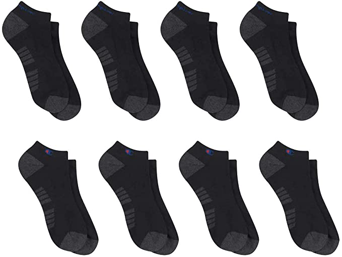 Champion Men's Low Cut Sock, Black (8-Pack)