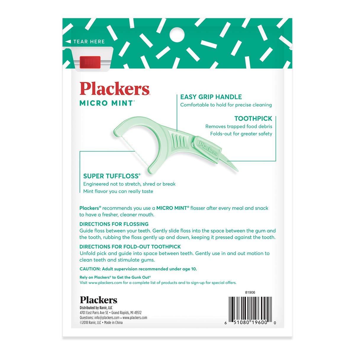 Plackers Micro Mint Dental Flossers, 150 Count