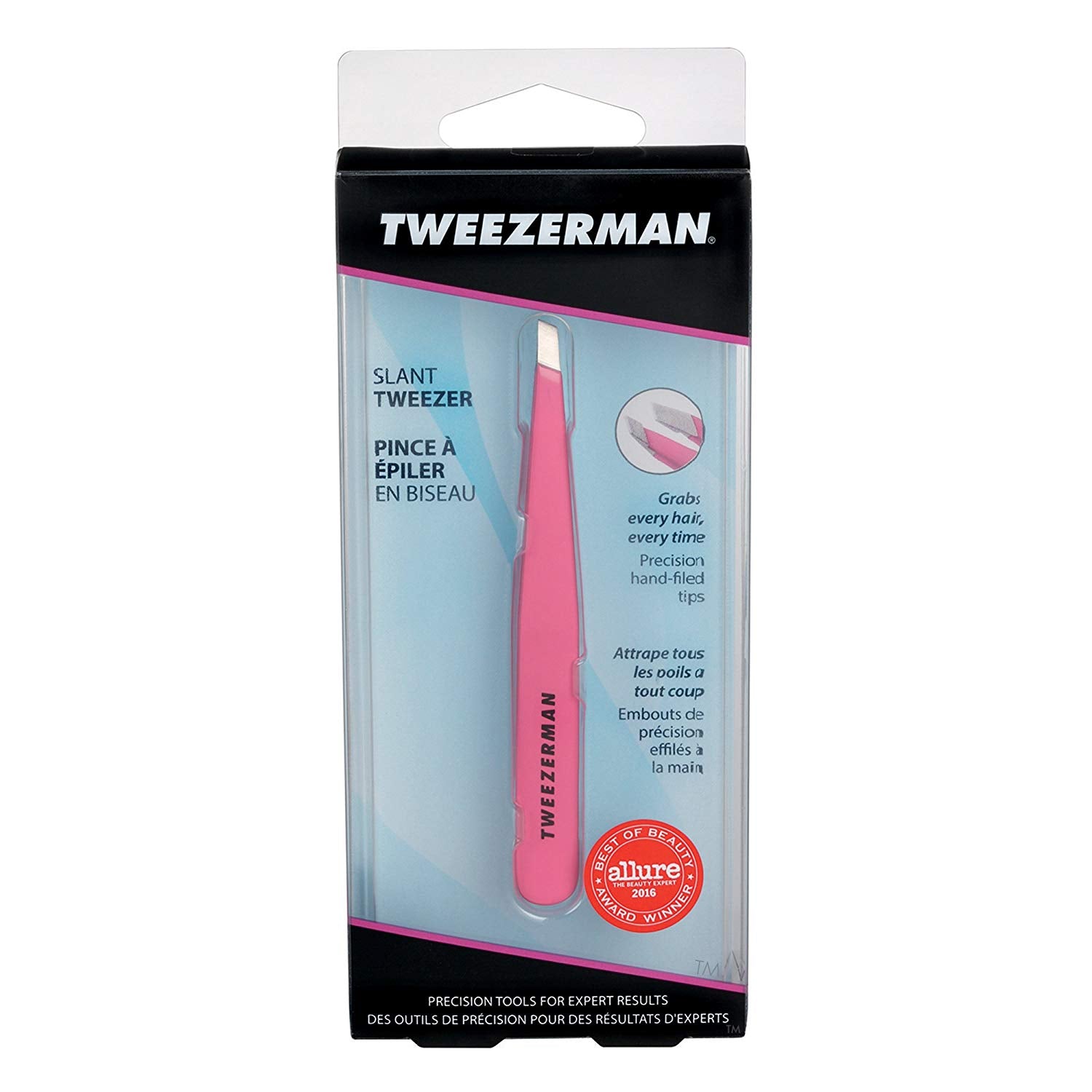Tweezerman Stainless Steel Slant Tweezer - Pink - ADDROS.COM