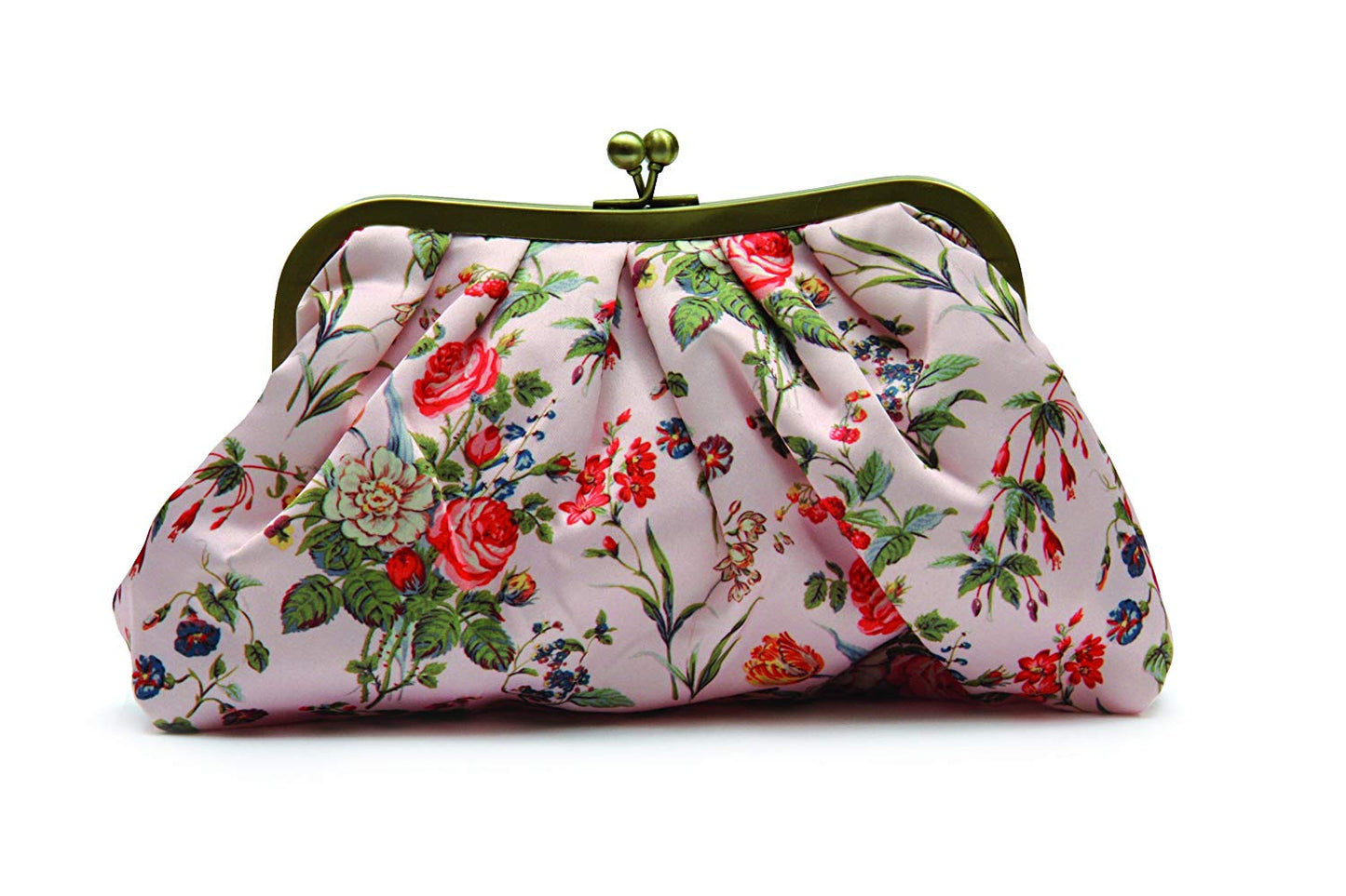 The Vintage Cosmetic Company Cosmetic Clutch Bag Pink Floral Satin - ADDROS.COM