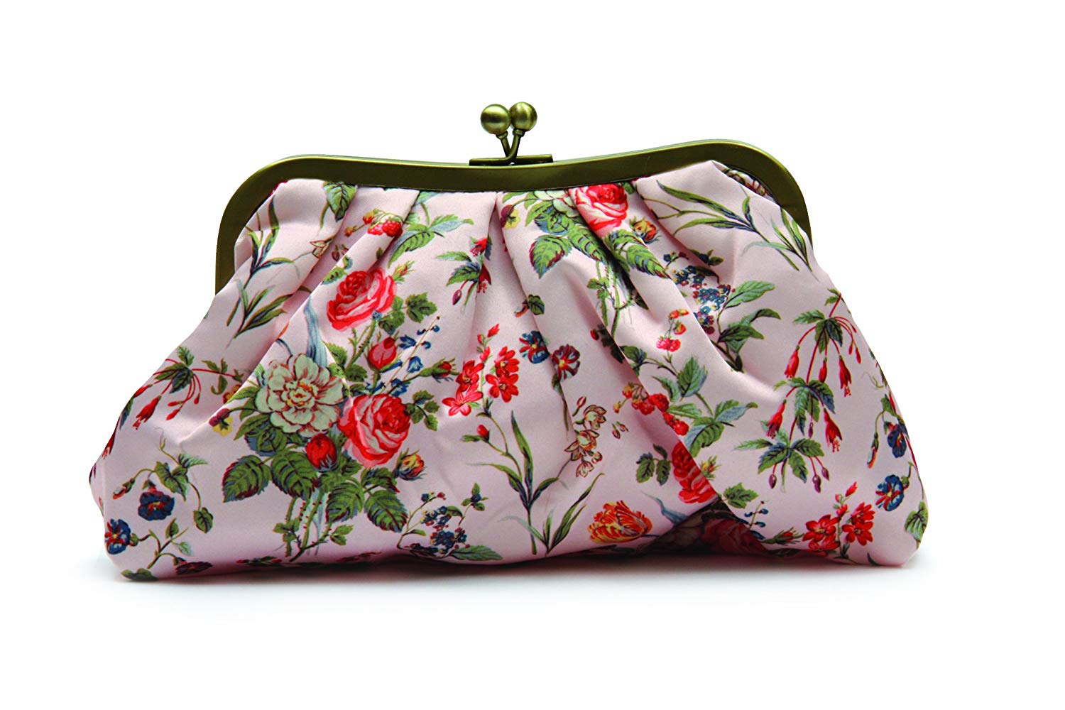 The Vintage Cosmetic Company Cosmetic Clutch Bag Pink Floral Satin - ADDROS.COM