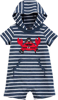 Carter's Baby Boy Pirate Crab Striped Hooded Romper 18-M - ADDROS.COM