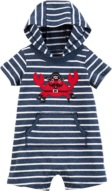 Carter's Baby Boy Pirate Crab Striped Hooded Romper 9-M - ADDROS.COM