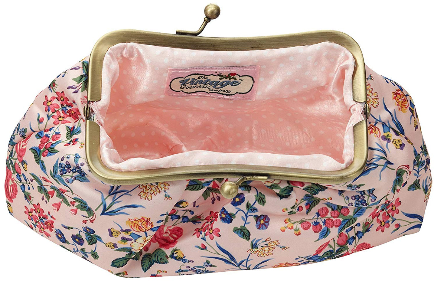 The Vintage Cosmetic Company Cosmetic Clutch Bag Pink Floral Satin - ADDROS.COM