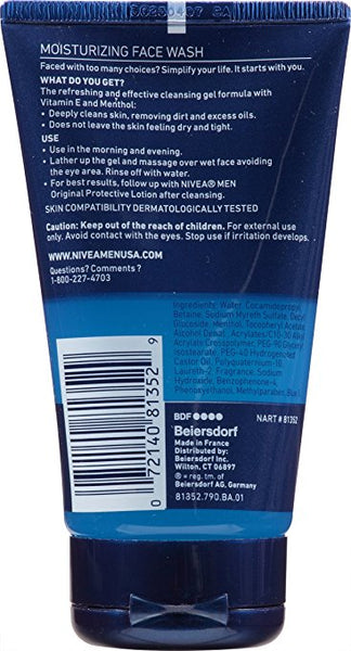 NIVEA Men Maximum Hydration Moisturizing Face Wash 5 Fluid Ounce - ADDROS.COM