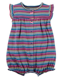 Carter's Baby Girls' Multi Striped Snap up Cotton Romper 3-M - ADDROS.COM