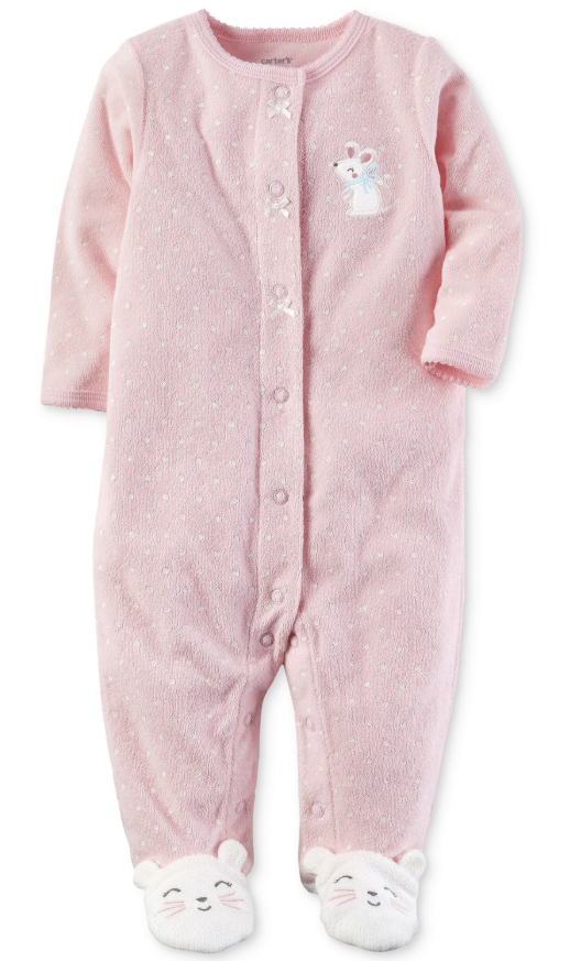 Carter's Baby Girls Dot-Print Terry Footed Coveralls One Piece - ADDROS.COM