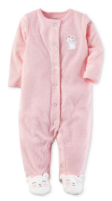 Carter's Baby Girls Dot-Print Terry Footed Coveralls One Piece - ADDROS.COM