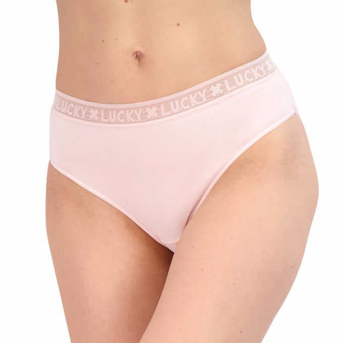 Lucky Brand Women's Panties Sz M Reg Hi Cut 5-pack Blue Ivory