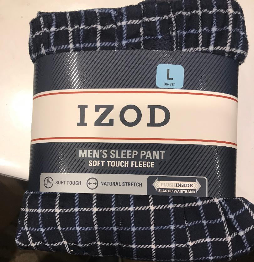 IZOD Men's Micro Fleece Pajama Pant, Large (Navy)