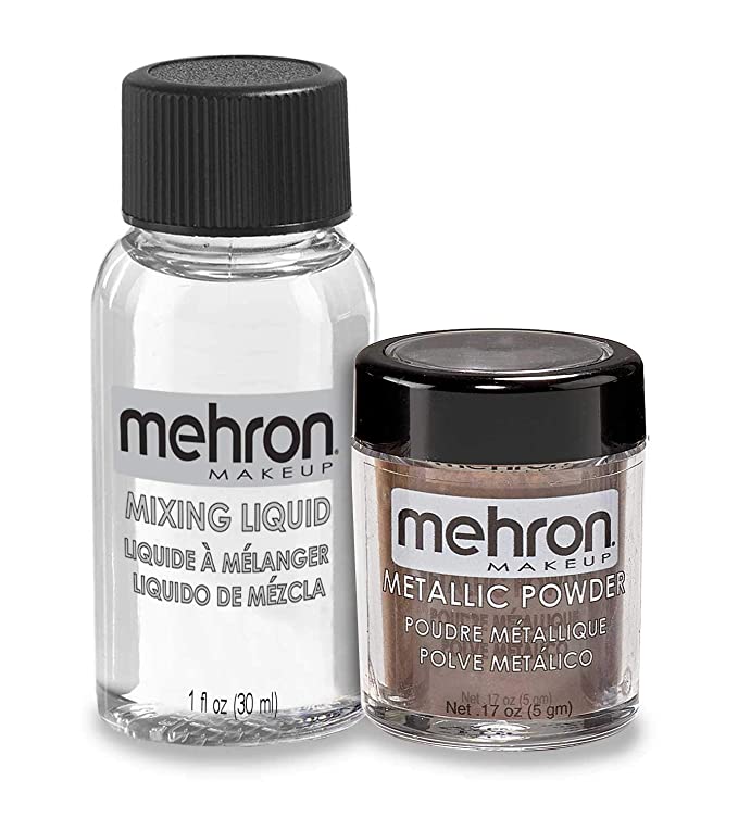 Mehron Makeup Metallic Powder with Mixing Liquid - Bronze
