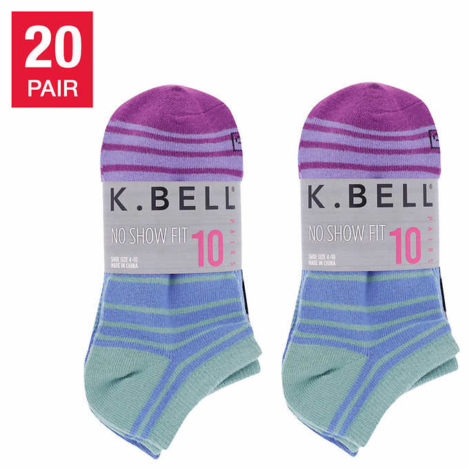 Bell Ladies No Show Sock - Pink (20-Pair)