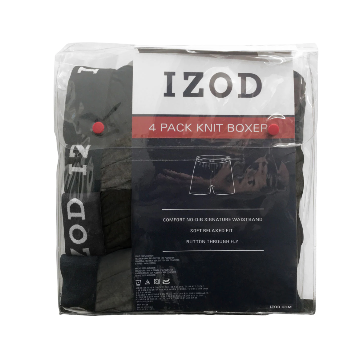 IZOD Men's Knit Boxer, Large (4-pack)