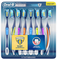 Oral-B Cross Action Advanced Toothbrush with Bacteria Guard Bristles (8 Pack)