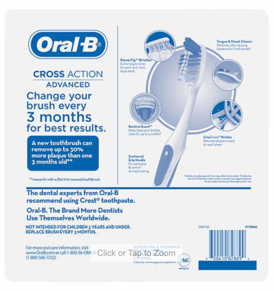 Oral-B Cross Action Advanced Toothbrush with Bacteria Guard Bristles (8 Pack)