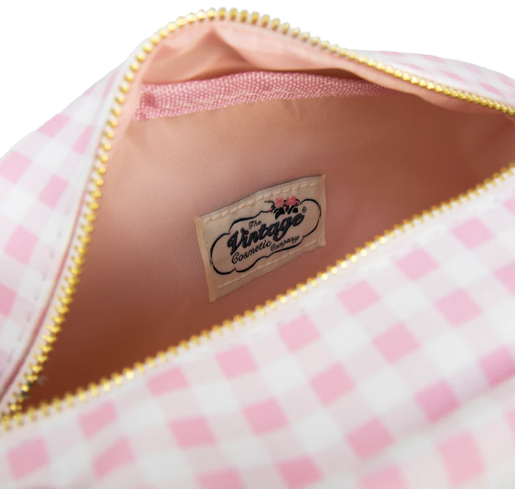The Vintage Cosmetic Company Pink Gingham Make-Up Bag