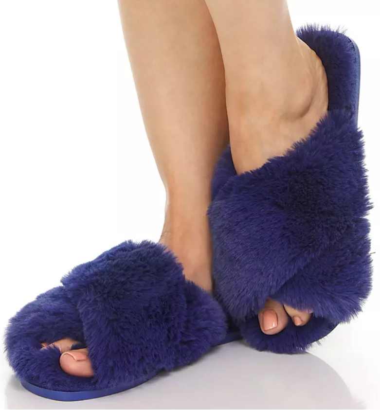 Ladies Criss-Cross Slide Slippers