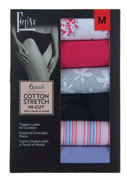Felina Cotton Stretch,  Hi Cut (6-pack) - ADDROS.COM